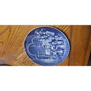 Vintage Weihnachten 1972 Bareuther Christmas Plate Bavaria Germany Blue
